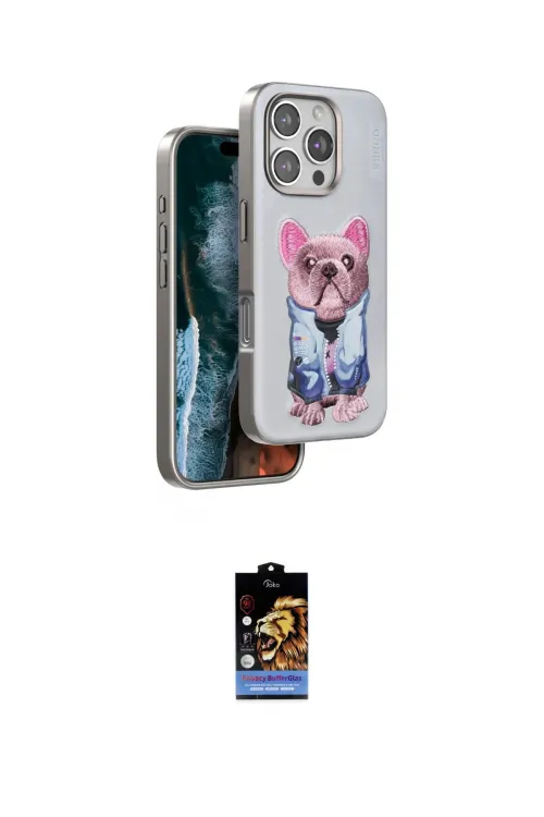 ieg™ iPhone 16 Pro Kılıf İz Minimal Koleksiyonu - Siyah Buffer Hayalet Cam Ekran Koruyucu