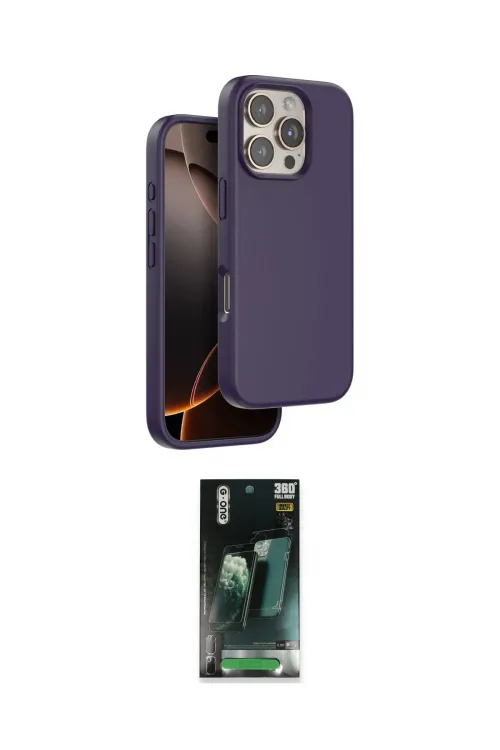 ieg™ iPhone 16 Pro Kılıf Kıvılcım Çizgi Serisi - Siyah 360 Mat Full Body Arka Koruyucu