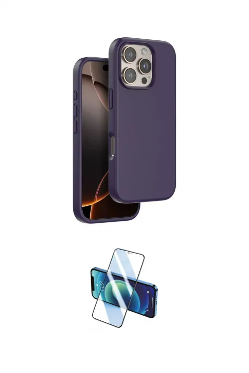 ieg™ iPhone 16 Pro Kılıf Kıvılcım Çizgi Serisi - Siyah 3D Antistatik Cam Ekran Koruyucu