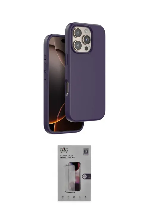 ieg™ iPhone 16 Pro Kılıf Kıvılcım Çizgi Serisi - Siyah Bilvis 3D Mat Cam Ekran Koruyucu