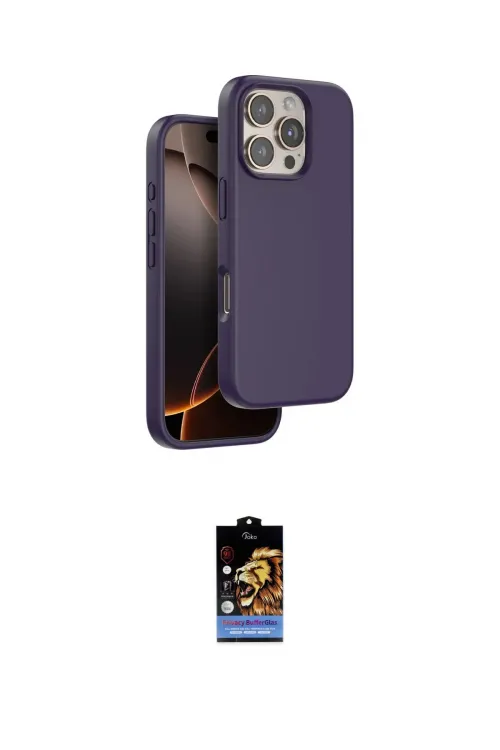 ieg™ iPhone 16 Pro Kılıf Kıvılcım Çizgi Serisi - Siyah Buffer Hayalet Cam Ekran Koruyucu