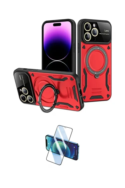 ieg™ iPhone 16 Pro Kılıf Kıvılcım Modern Serisi - Siyah 3D Antistatik Cam Ekran Koruyucu