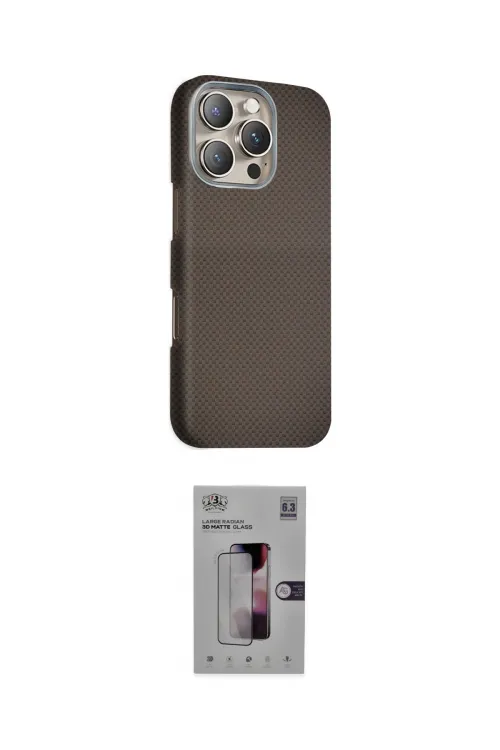ieg™ iPhone 16 Pro Kılıf Kozmos Klasik Prime - Siyah Bilvis 3D Mat Cam Ekran Koruyucu