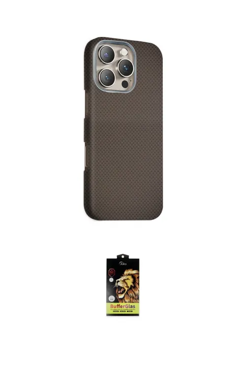 ieg™ iPhone 16 Pro Kılıf Kozmos Klasik Prime - Siyah Buffer Cam Ekran Koruyucu