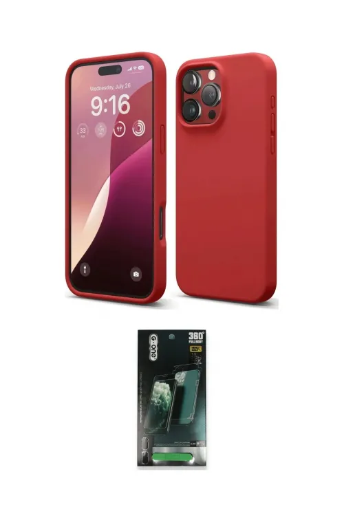 ieg™ iPhone 16 Pro Kılıf Kozmos Yansıma Özel Seri - Siyah 360 Mat Full Body Arka Koruyucu