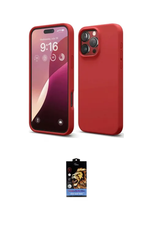 ieg™ iPhone 16 Pro Kılıf Kozmos Yansıma Özel Seri - Siyah Buffer Hayalet Cam Ekran Koruyucu