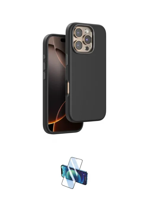 ieg™ iPhone 16 Pro Kılıf Kutup Modern - Siyah 3D Antistatik Seramik Nano Ekran Koruyucu