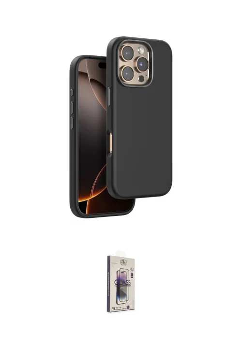 ieg™ iPhone 16 Pro Kılıf Kutup Modern - Siyah Bilvis 3D Cam Ekran Koruyucu
