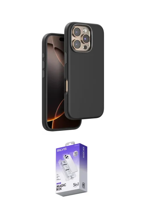 ieg™ iPhone 16 Pro Kılıf Kutup Modern - Siyah Bilvis 5in1 3D Magic Cam Ekran Koruyucu