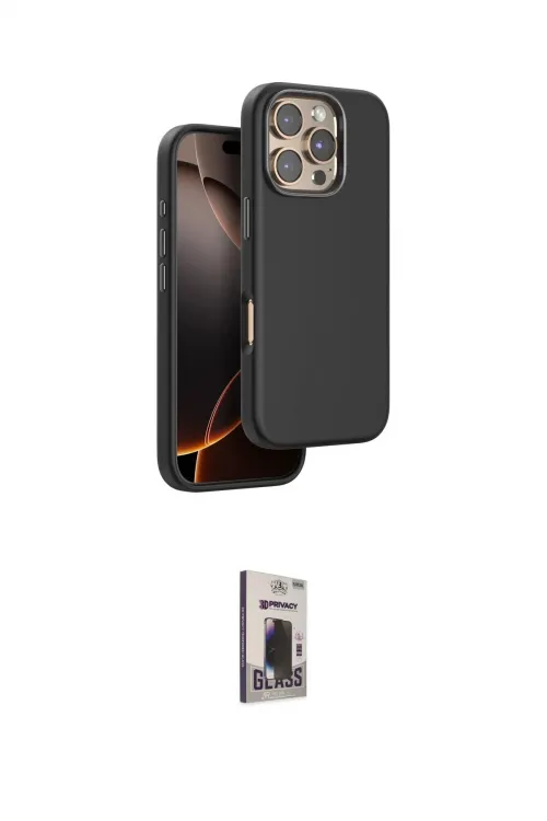 ieg™ iPhone 16 Pro Kılıf Kutup Modern - Siyah Bilvis Hayalet Cam Ekran Koruyucu