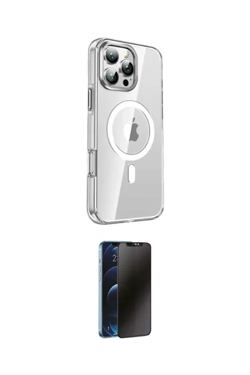 ieg™ iPhone 16 Pro Kılıf Nova Doku - Siyah 3D Antistatik Hayalet Cam Ekran Koruyucu