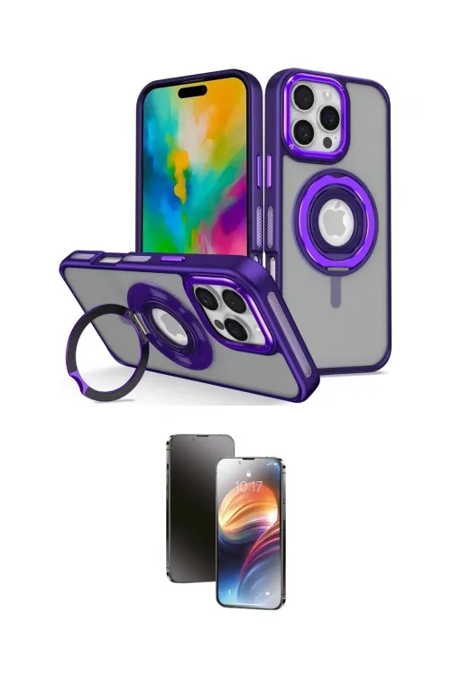 ieg™ iPhone 16 Pro Kılıf Nova Minimal Serisi - Siyah 3D Antistatik Mat Seramik Nano Ekran Koruyucu