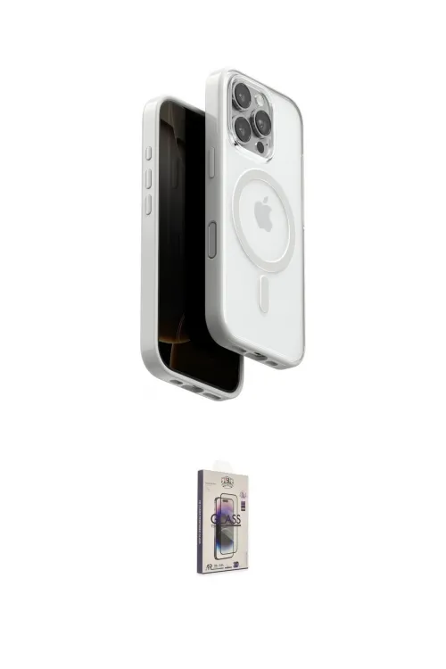 ieg™ iPhone 16 Pro Kılıf Pusula Form Serisi - Siyah Bilvis 3D Cam Ekran Koruyucu