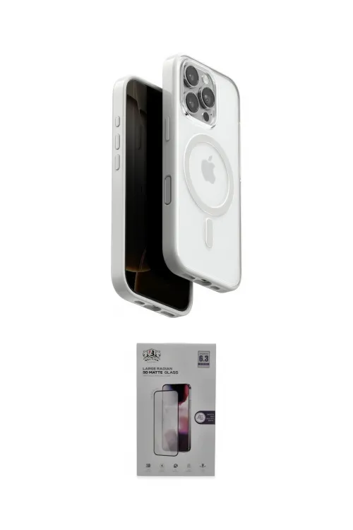 ieg™ iPhone 16 Pro Kılıf Pusula Form Serisi - Siyah Bilvis 3D Mat Cam Ekran Koruyucu