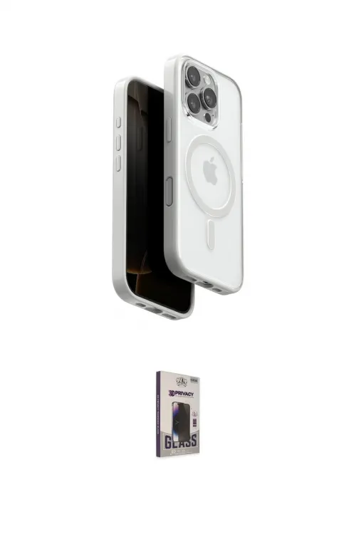 ieg™ iPhone 16 Pro Kılıf Pusula Form Serisi - Siyah Bilvis Hayalet Cam Ekran Koruyucu