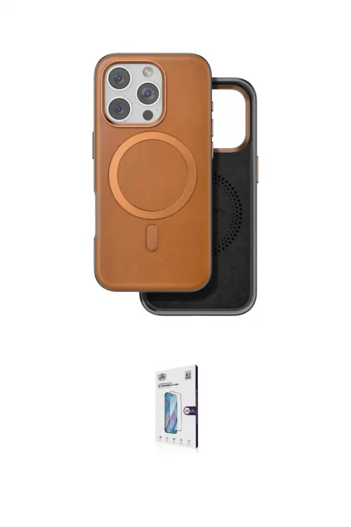 ieg™ iPhone 16 Pro Kılıf Pusula Işık Koleksiyonu - Siyah Bilvis 0.18mm Plus Cam Ekran Koruyucu