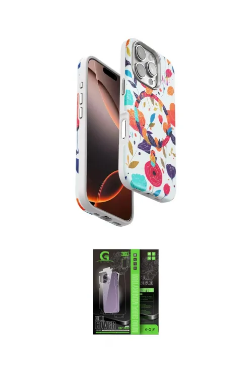 ieg™ iPhone 16 Pro Kılıf Siluet Doku - Şeffaf 360 Full Body Arka Koruyucu