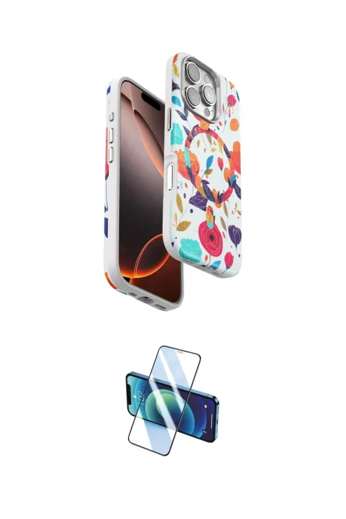 ieg™ iPhone 16 Pro Kılıf Siluet Doku - Siyah 3D Antistatik Cam Ekran Koruyucu