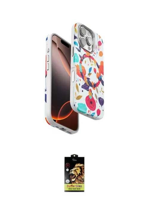 ieg™ iPhone 16 Pro Kılıf Siluet Doku - Siyah Buffer Cam Ekran Koruyucu