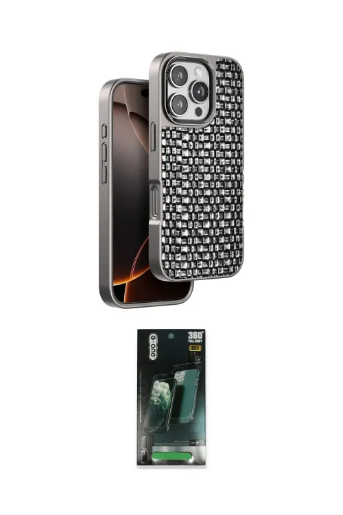 ieg™ iPhone 16 Pro Kılıf Siluet Form Serisi - Siyah 360 Mat Full Body Arka Koruyucu
