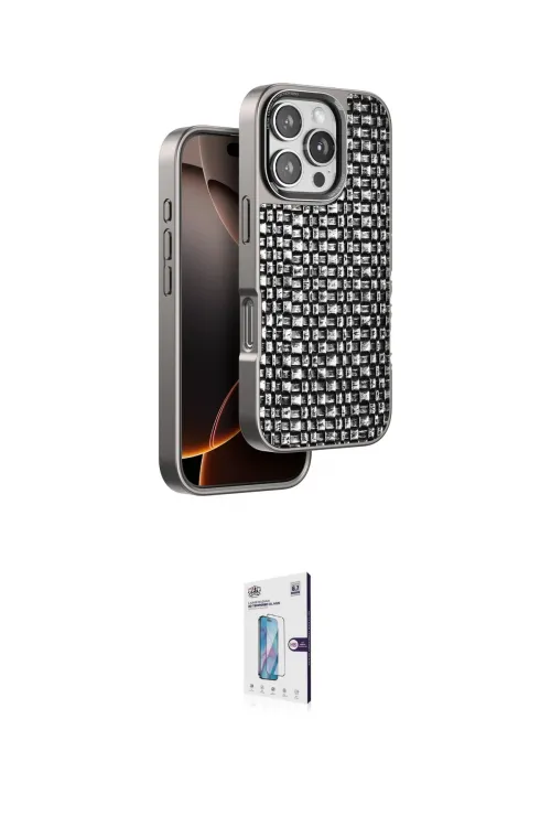 ieg™ iPhone 16 Pro Kılıf Siluet Form Serisi - Siyah Bilvis 0.18mm Plus Cam Ekran Koruyucu