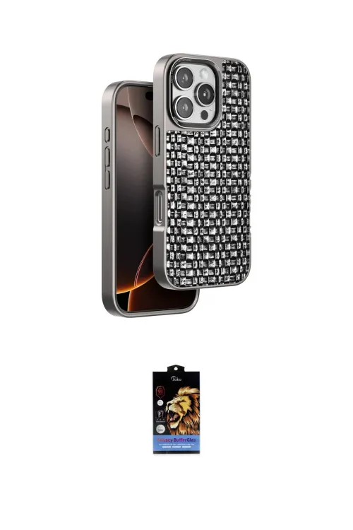 ieg™ iPhone 16 Pro Kılıf Siluet Form Serisi - Siyah Buffer Hayalet Cam Ekran Koruyucu