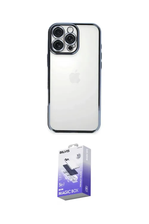 ieg™ iPhone 16 Pro Kılıf Vadi Minimal - Siyah Bilvis 5in1 5D Magic Hayalet Cam Ekran Koruyucu