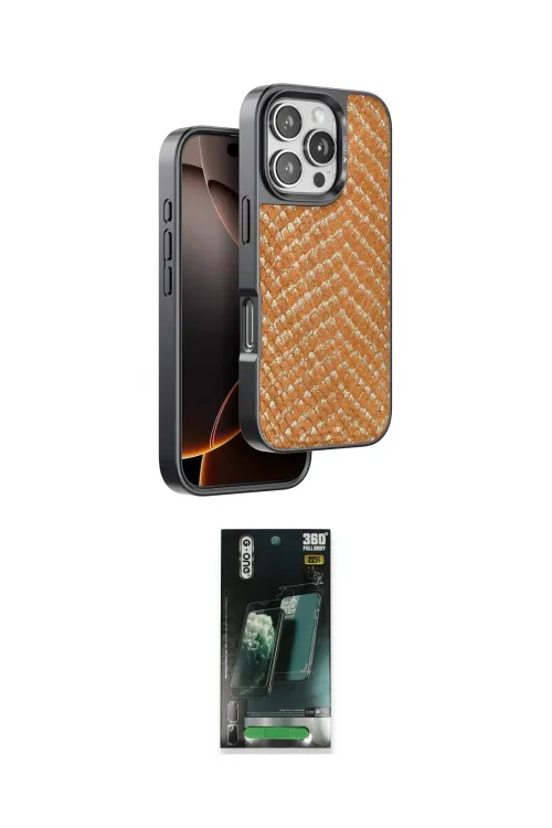 ieg™ iPhone 16 Pro Kılıf Vadi Özel Seri - Siyah 360 Mat Full Body Arka Koruyucu