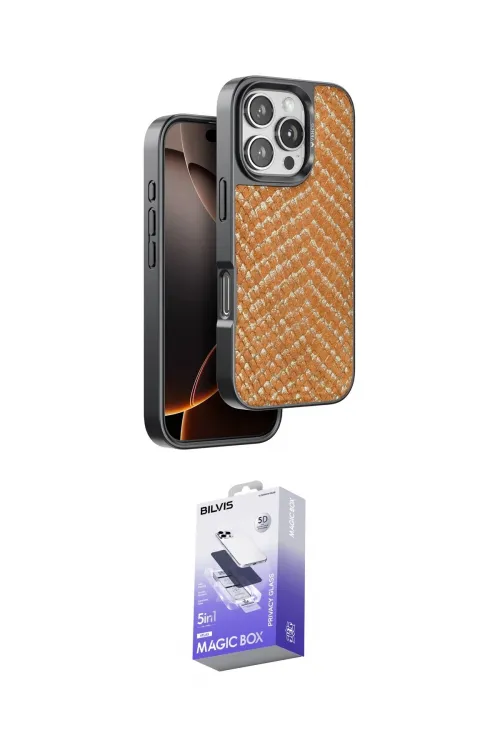 ieg™ iPhone 16 Pro Kılıf Vadi Özel Seri - Siyah Bilvis 5in1 5D Magic Hayalet Cam Ekran Koruyucu