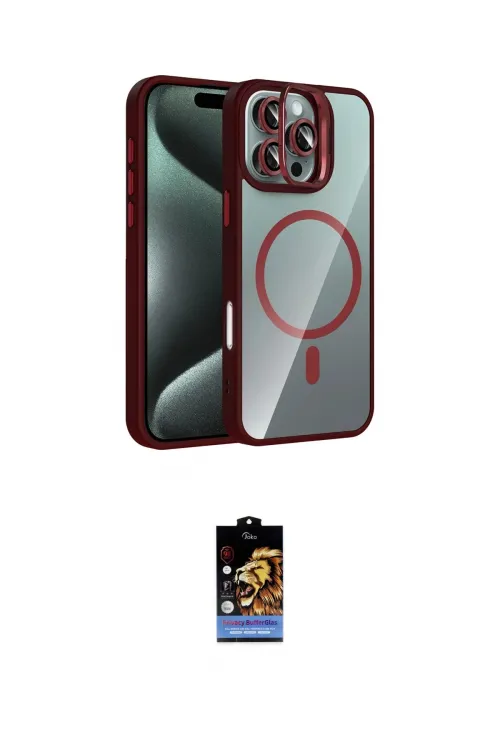 ieg™ iPhone 16 Pro Kılıf Yadigar Asil Koleksiyonu - Siyah Buffer Hayalet Cam Ekran Koruyucu