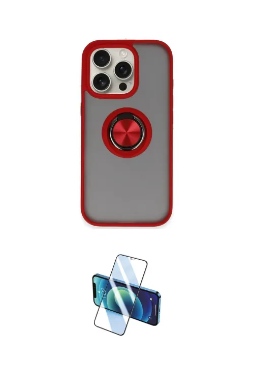 ieg™ iPhone 16 Pro Kılıf Yörünge Çizgi - Siyah 3D Antistatik Cam Ekran Koruyucu