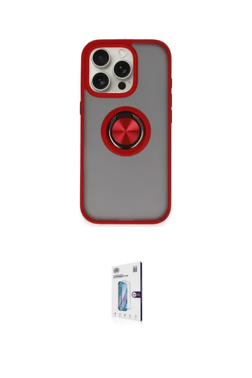 ieg™ iPhone 16 Pro Kılıf Yörünge Çizgi - Siyah Bilvis 0.18mm Plus Cam Ekran Koruyucu