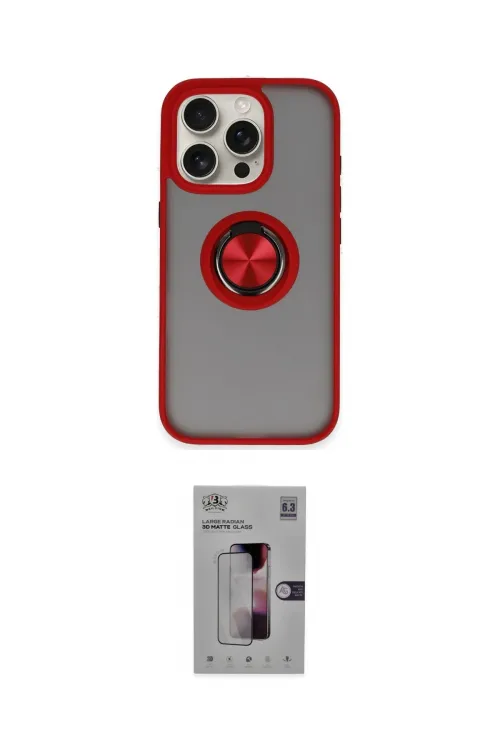 ieg™ iPhone 16 Pro Kılıf Yörünge Çizgi - Siyah Bilvis 3D Mat Cam Ekran Koruyucu