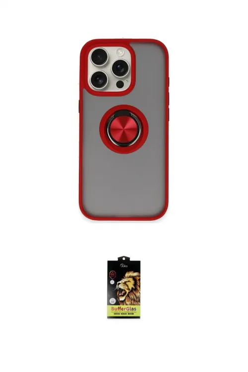 ieg™ iPhone 16 Pro Kılıf Yörünge Çizgi - Siyah Buffer Cam Ekran Koruyucu