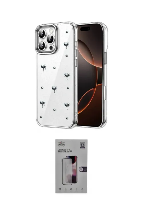 ieg™ iPhone 16 Pro Kılıf Yörünge Form - Siyah Bilvis 3D Mat Cam Ekran Koruyucu