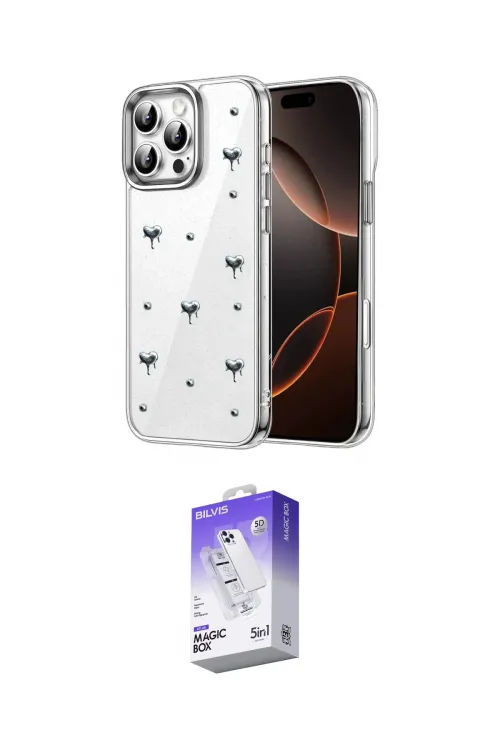 ieg™ iPhone 16 Pro Kılıf Yörünge Form - Siyah Bilvis 5in1 3D Magic Cam Ekran Koruyucu
