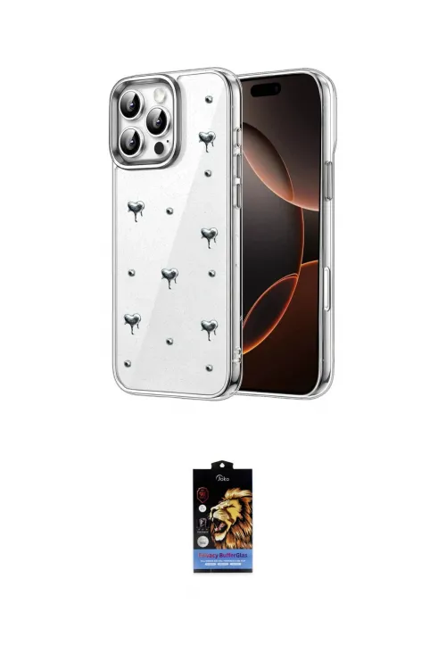 ieg™ iPhone 16 Pro Kılıf Yörünge Form - Siyah Buffer Hayalet Cam Ekran Koruyucu