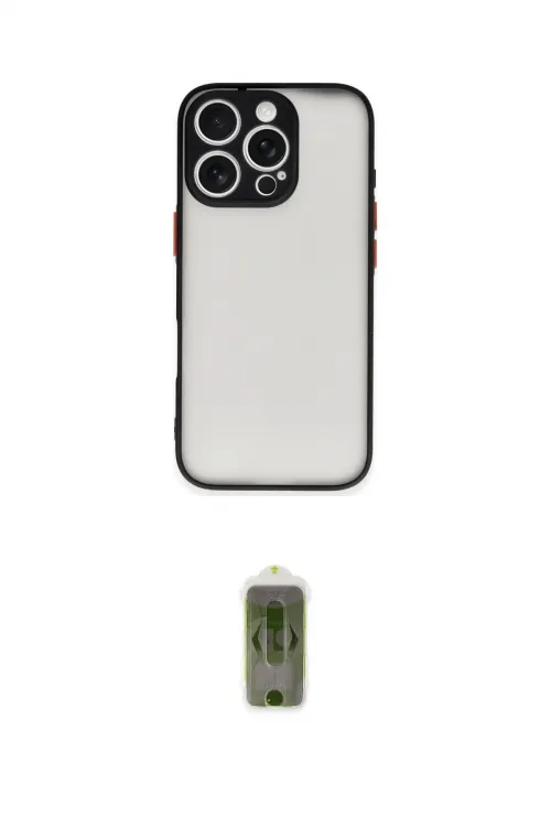 ieg™ iPhone 16 Pro Max Kılıf Ahenk Çizgi Serisi - Siyah Joko Magic 5D Hayalet Cam