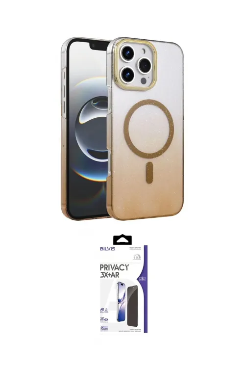 ieg™ iPhone 16 Pro Max Kılıf Ahenk Doku Özel Seri - Siyah Bilvis 3X AR Hayalet Cam Ekran Koruyucu