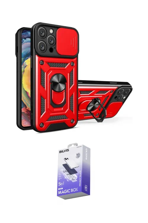 ieg™ iPhone 16 Pro Max Kılıf Ahenk Klasik - Siyah Bilvis 5in1 5D Magic Hayalet Cam Ekran Koruyucu