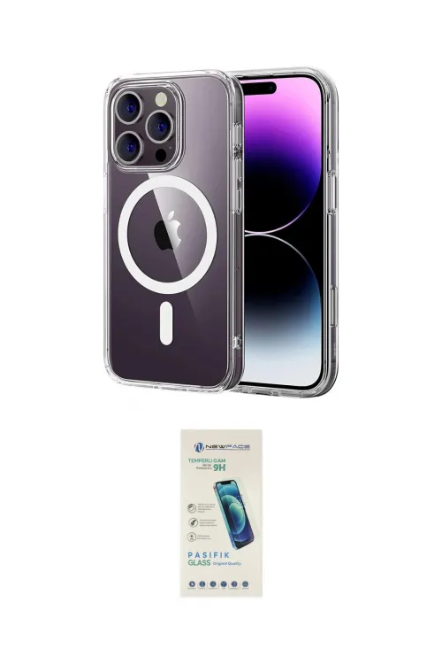 ieg™ iPhone 16 Pro Max Kılıf Ahenk Minimal Serisi - Şeffaf Pasifik Cam Ekran Koruyucu