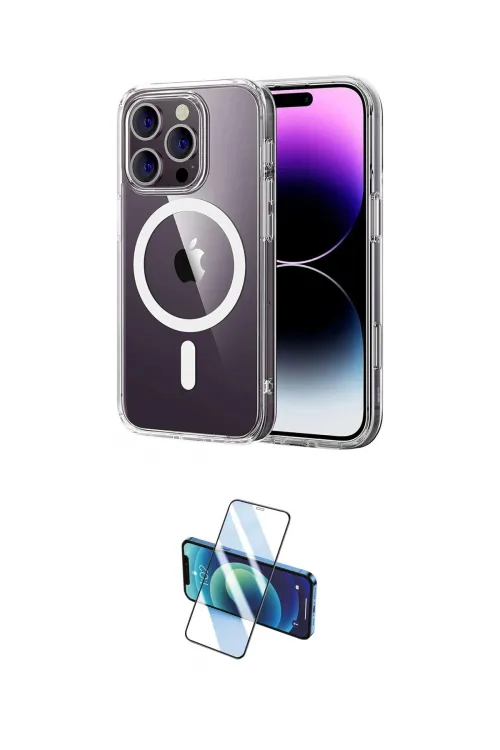 ieg™ iPhone 16 Pro Max Kılıf Ahenk Minimal Serisi - Siyah 3D Antistatik Cam Ekran Koruyucu