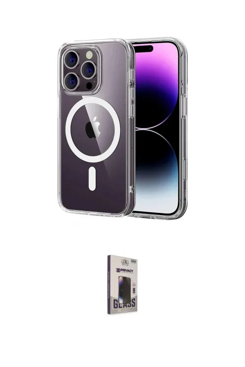 ieg™ iPhone 16 Pro Max Kılıf Ahenk Minimal Serisi - Siyah Bilvis Hayalet Cam Ekran Koruyucu