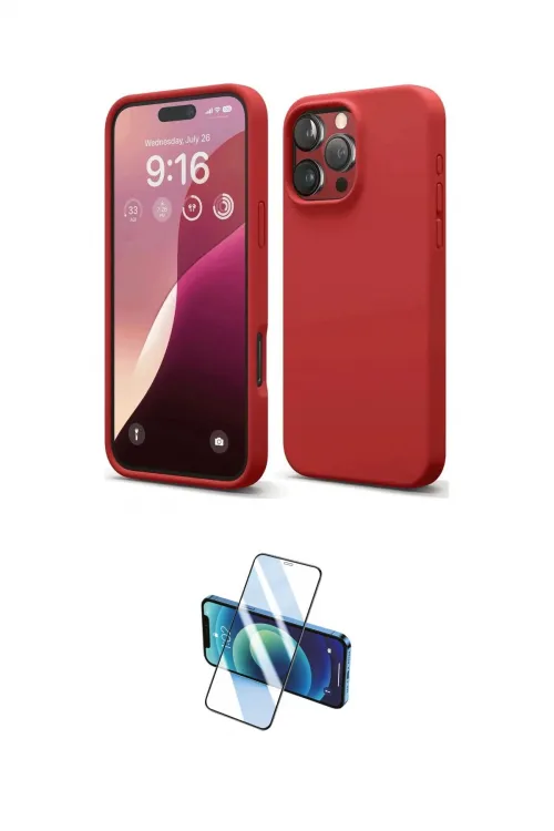 ieg™ iPhone 16 Pro Max Kılıf Ahenk Serisi - Siyah 3D Antistatik Cam Ekran Koruyucu