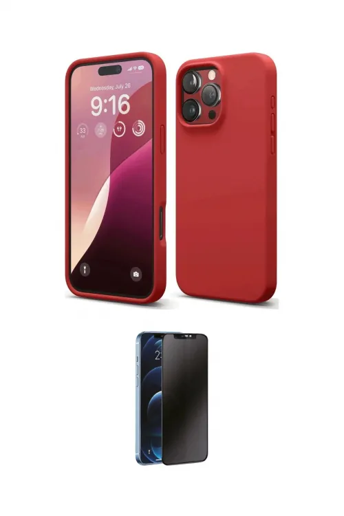 ieg™ iPhone 16 Pro Max Kılıf Ahenk Serisi - Siyah 3D Antistatik Hayalet Cam Ekran Koruyucu