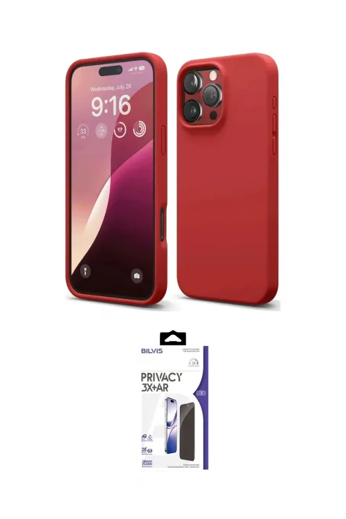 ieg™ iPhone 16 Pro Max Kılıf Ahenk Serisi - Siyah Bilvis 3X AR Hayalet Cam Ekran Koruyucu