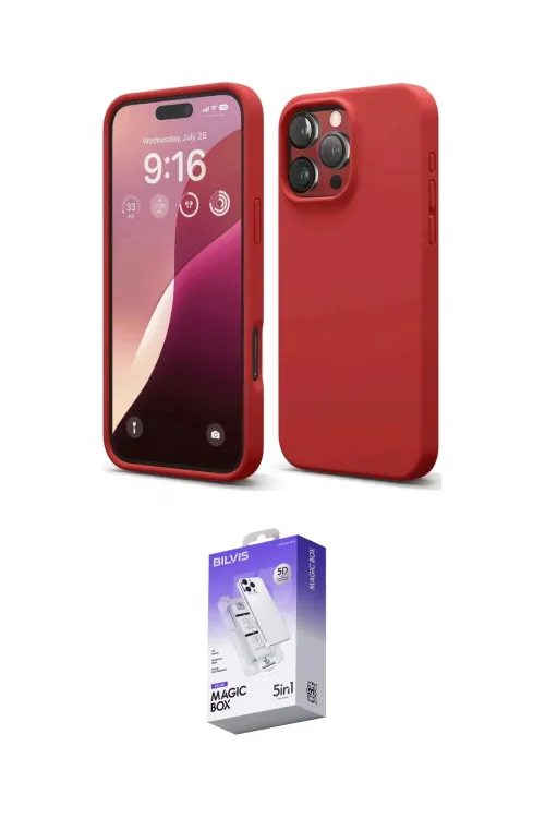 ieg™ iPhone 16 Pro Max Kılıf Ahenk Serisi - Siyah Bilvis 5in1 3D Magic Cam Ekran Koruyucu
