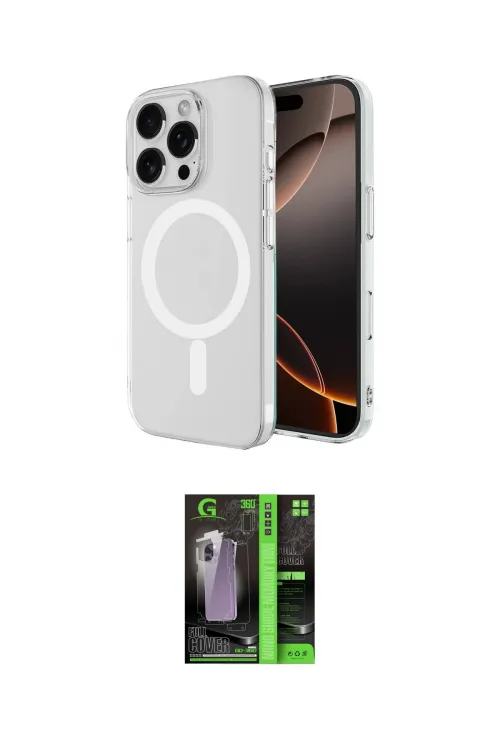 ieg™ iPhone 16 Pro Max Kılıf Ahenk Yansıma Prime - Şeffaf 360 Full Body Arka Koruyucu