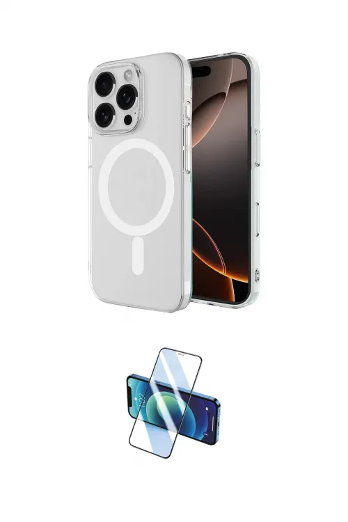 ieg™ iPhone 16 Pro Max Kılıf Ahenk Yansıma Prime - Siyah 3D Antistatik Seramik Nano Ekran Koruyucu