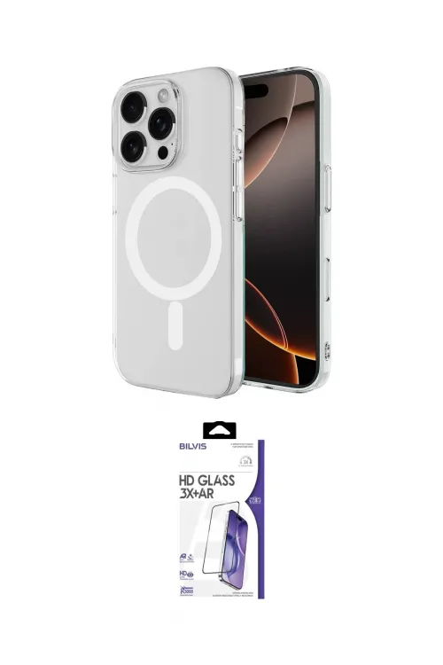 ieg™ iPhone 16 Pro Max Kılıf Ahenk Yansıma Prime - Siyah Bilvis 3X AR HD Cam Ekran Koruyucu